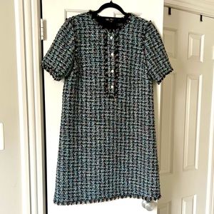 Halogen x Atlantic-Pacific Fringe Tweed Dress